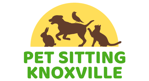 Pet Sitting Knoxville logo — dog, cat, rabbit, and bird under a yellow sun